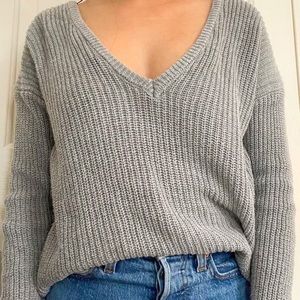 NA-KD V-Neck Sweater Gray Sz XS